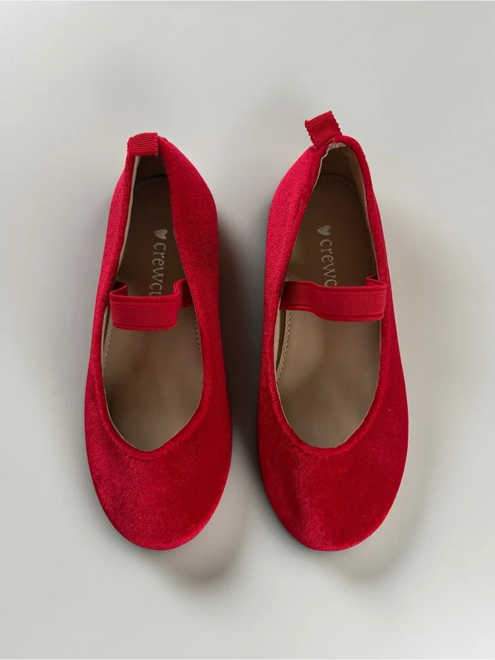 CREWCUTS EUC Rich Apple Red Velvet Mary Jane Ballet Flat Holiday Christmas Shoes